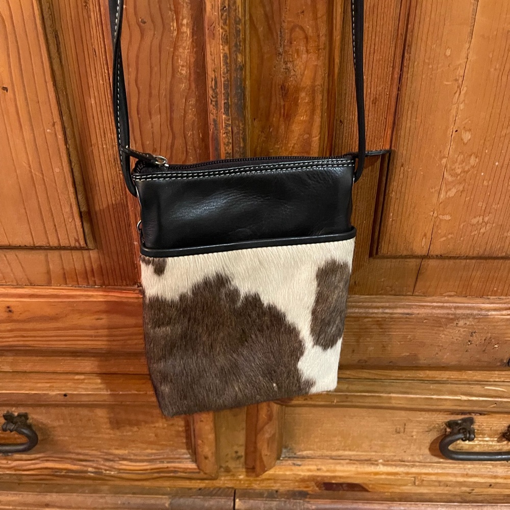 ili New York Black/Brown Leather/Calf Hair Midi Sac Crossbody